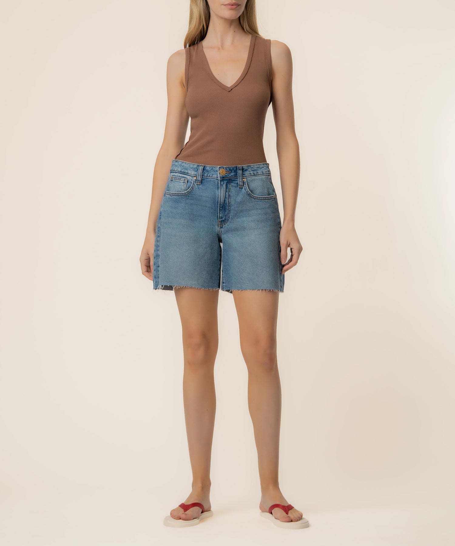 Hailey High Rise Bermuda in Novel Wash