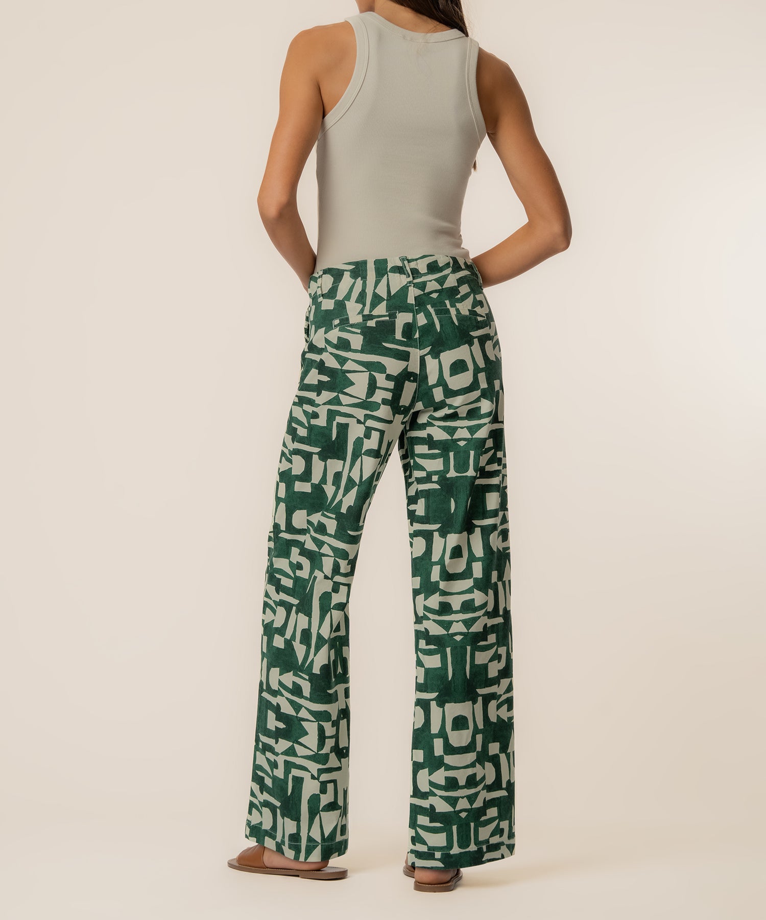 Meg Linen Wide Leg Pant in Forest Olive