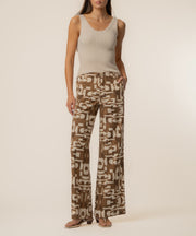 Meg Linen Wide Leg Pant in Wood
