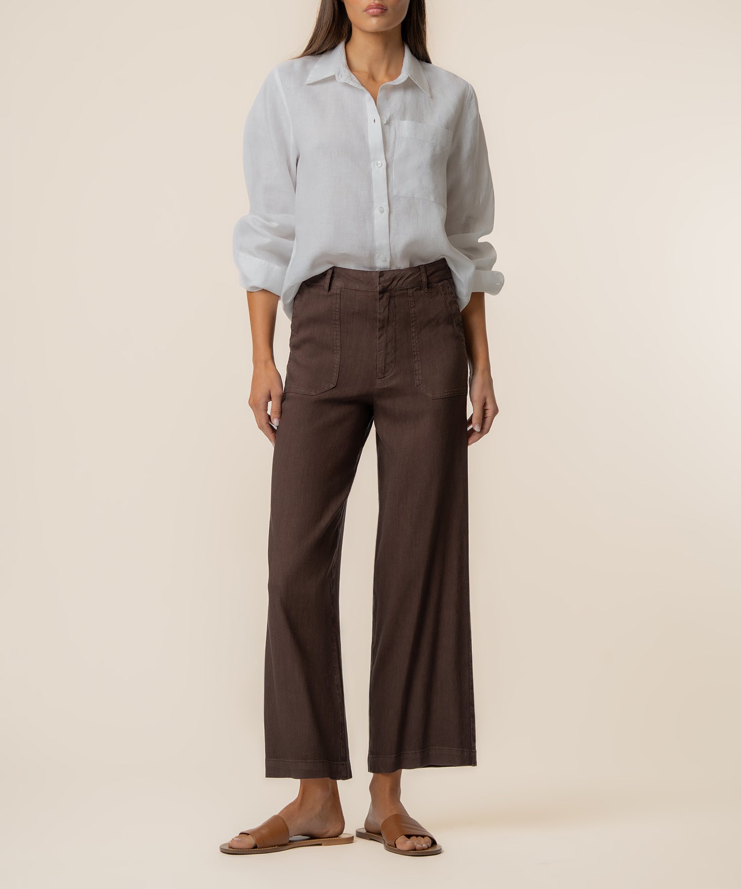 Topaz Linen Wide Leg in Chocolate - Kut from the Kloth