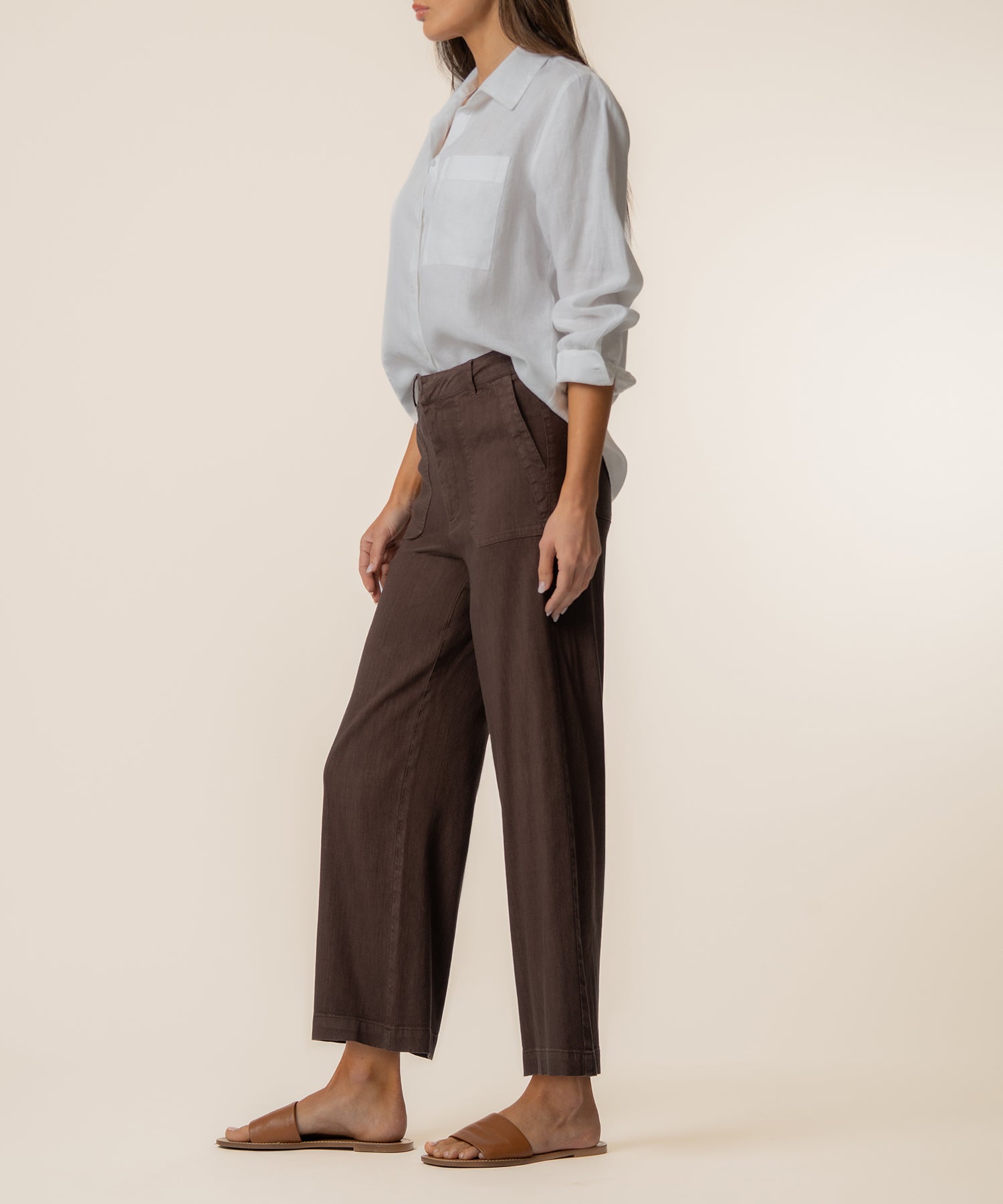 Topaz Linen Wide Leg in Chocolate - Kut from the Kloth