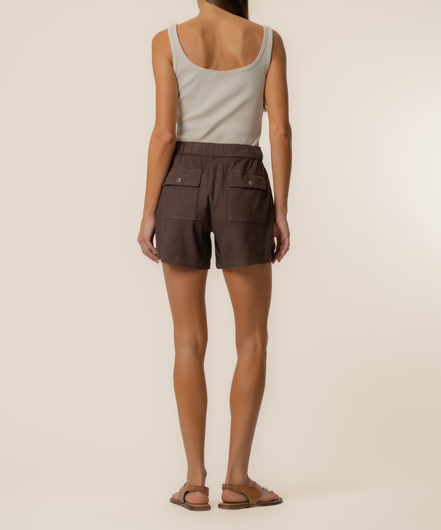 Katana Linen Drawstring Short in Chocolate
