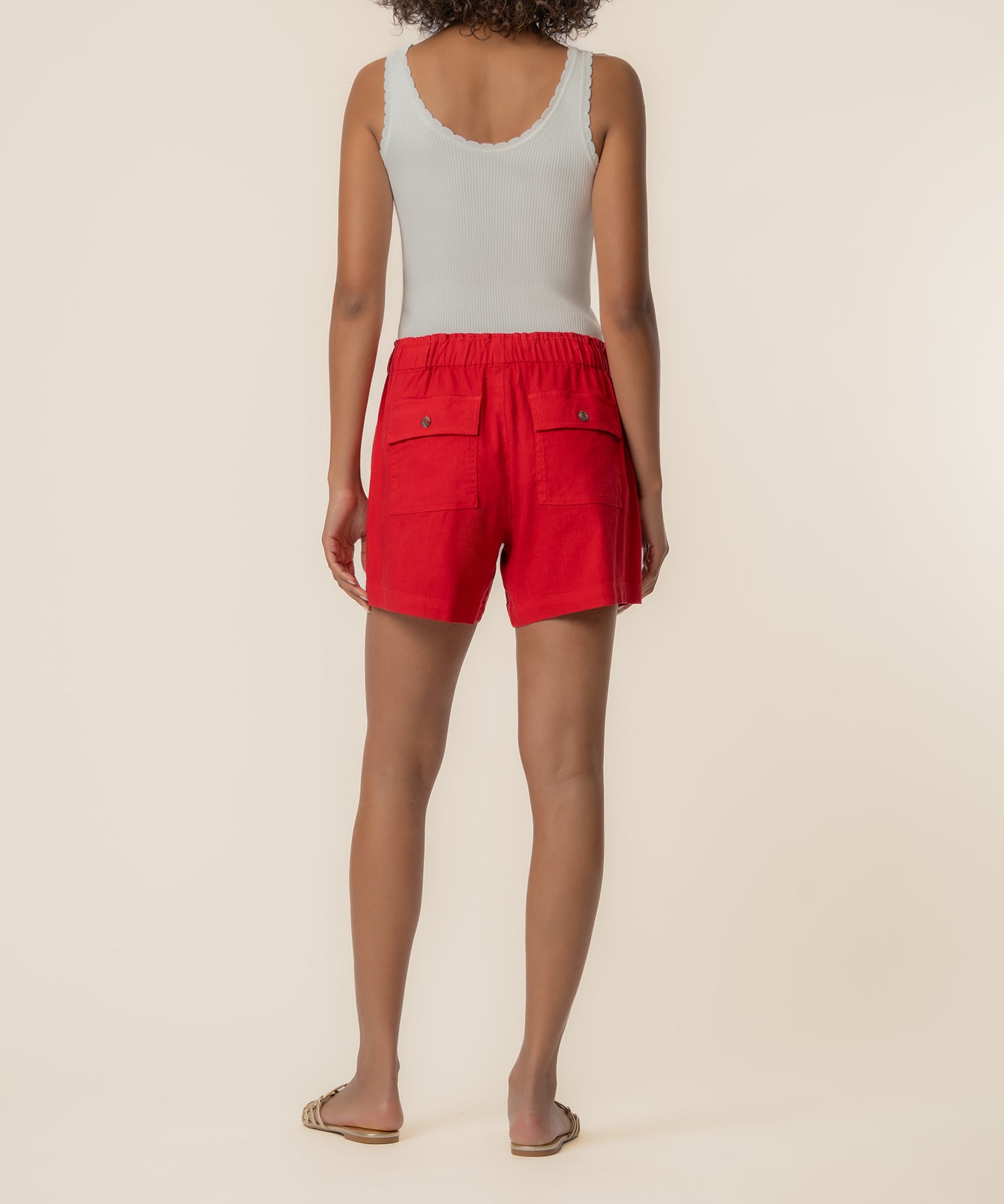 Katana Linen Drawstring Short in Tomato - Kut from the Kloth