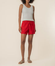 Katana Linen Drawstring Short in Tomato