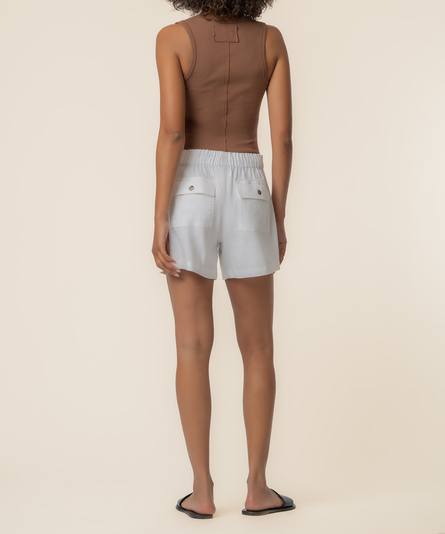 Katana Linen Drawstring Short in White