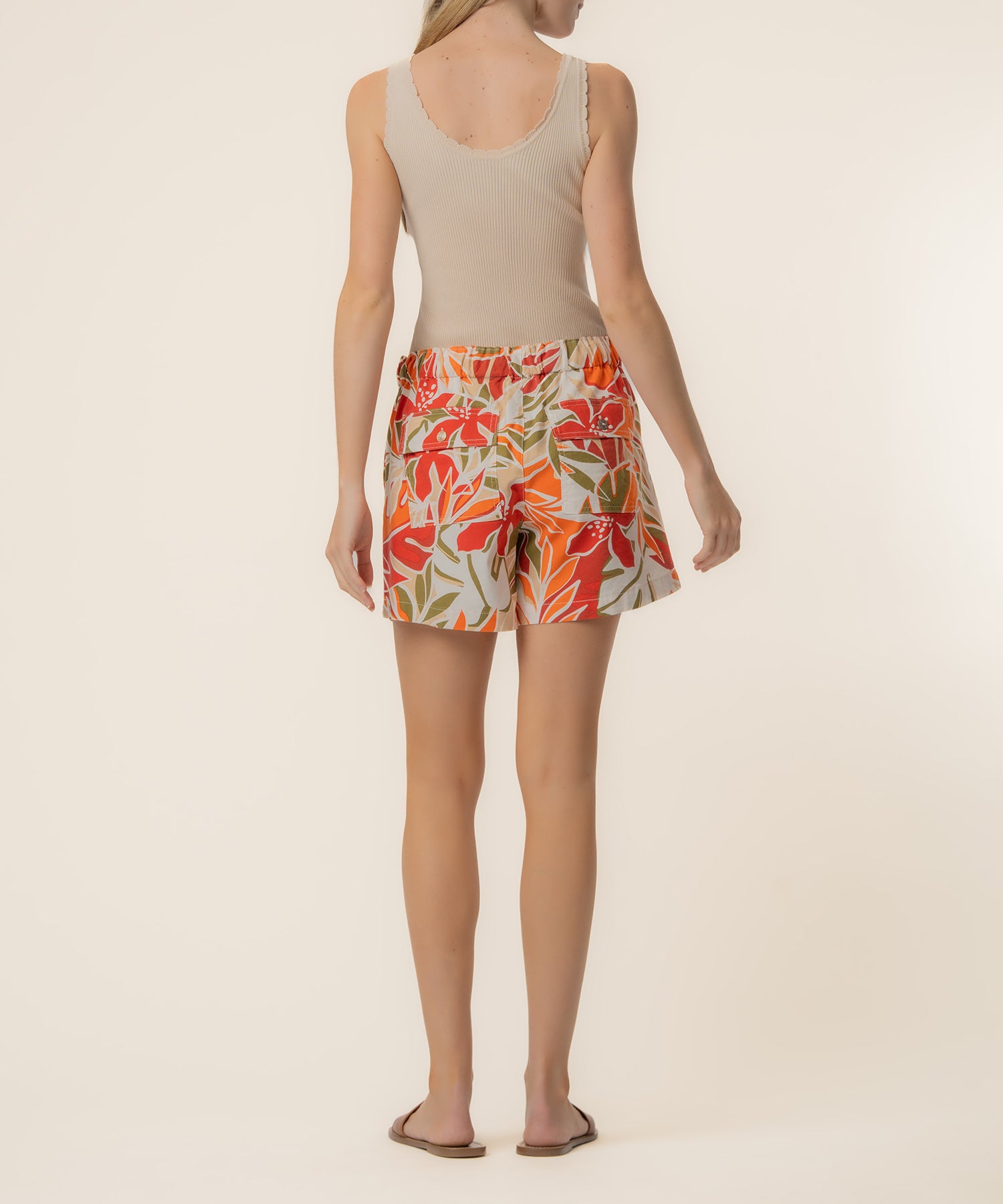 Katana Linen Drawstring Short in Red/Orange