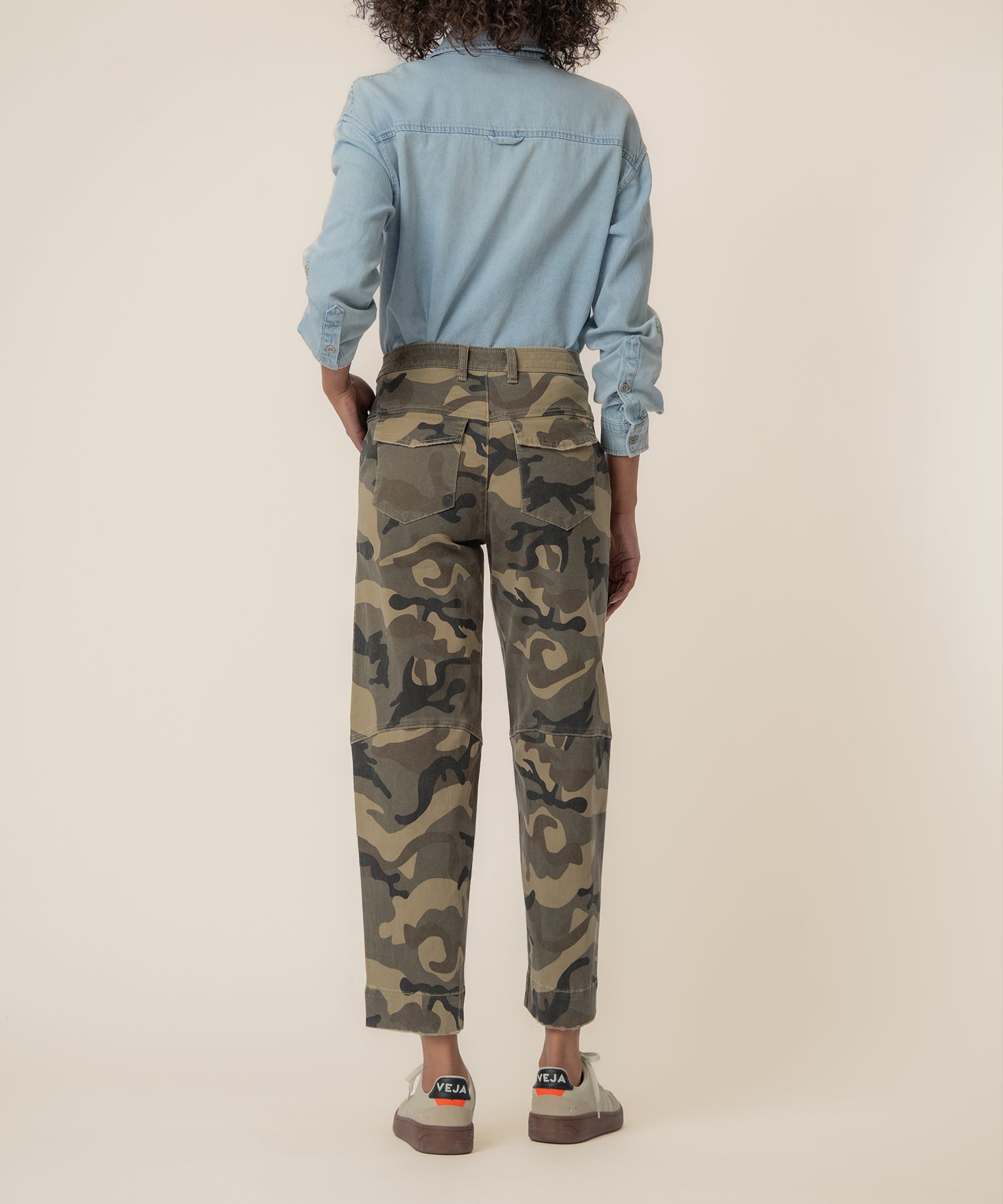 Ashton High Rise Wide Leg Barrel, Petite in Olive