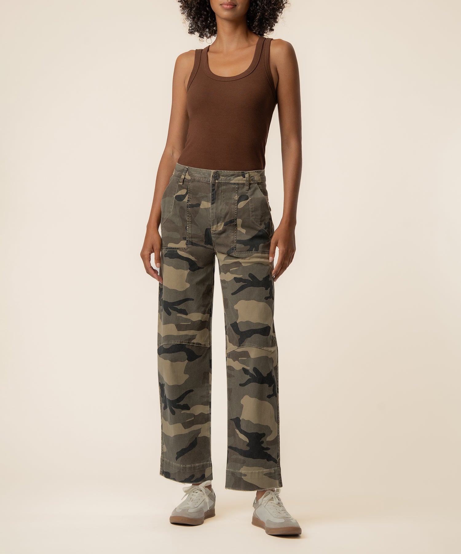 Ashton High Rise Wide Leg Barrel, Petite in Olive