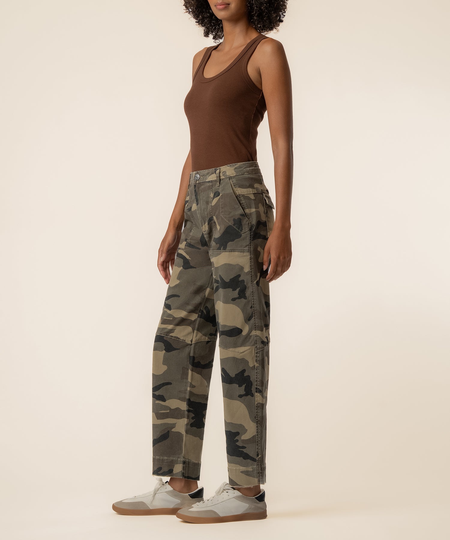 Ashton High Rise Wide Leg Barrel, Petite in Olive