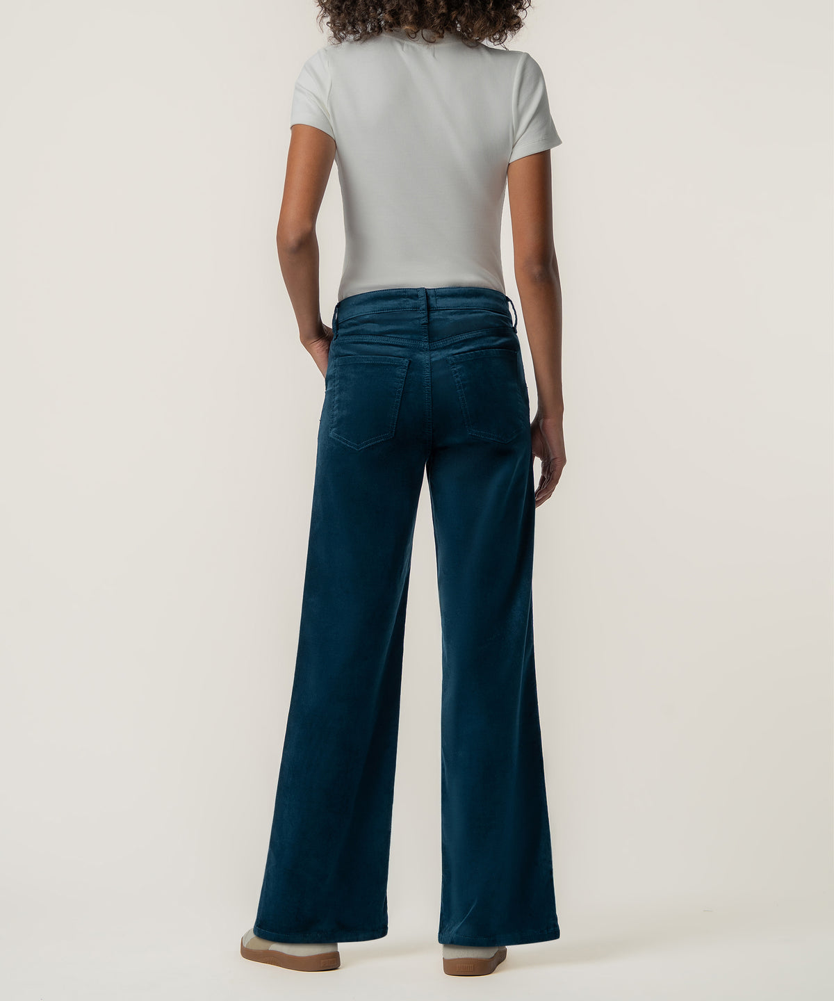 Jean Velveteen High Rise Flare in Teal