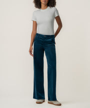 Jean Velveteen High Rise Flare in Teal