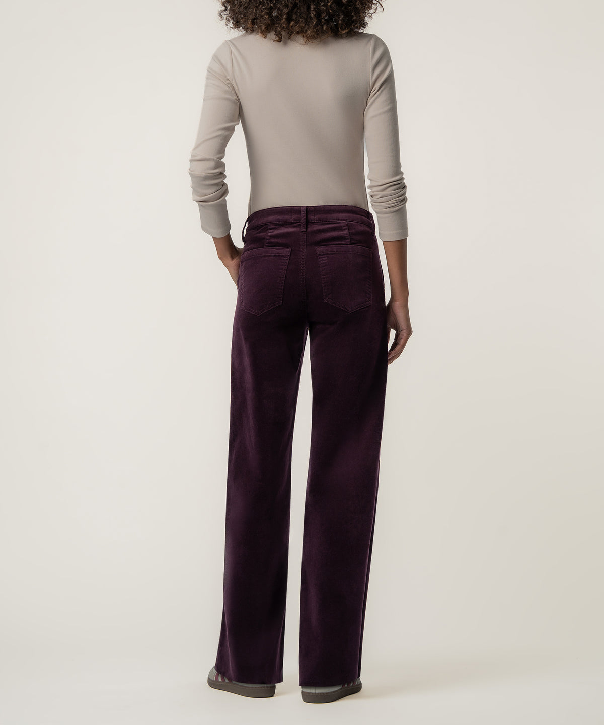 Meg Velveteen High Rise Wide Leg in Plum