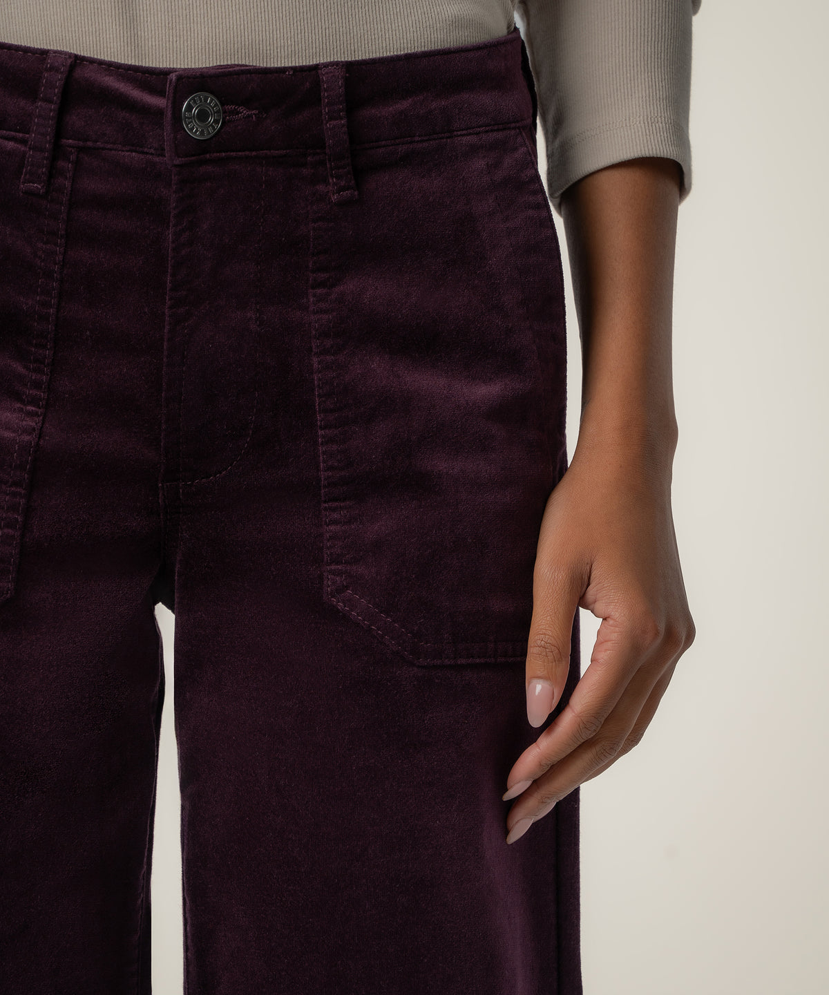 Meg Velveteen High Rise Wide Leg in Plum
