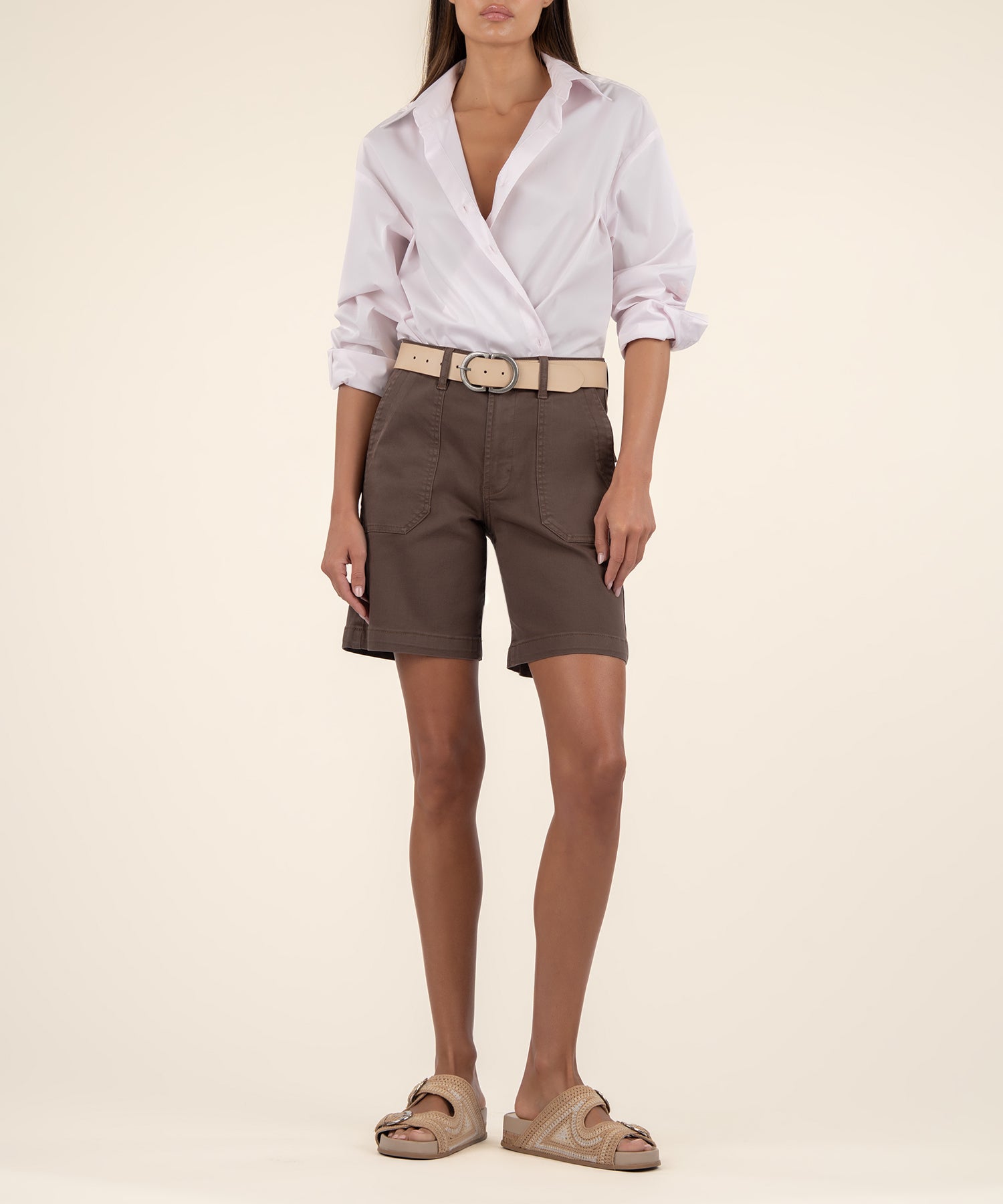 Hailey High Rise Bermuda Short, Exclusive in Chocolate