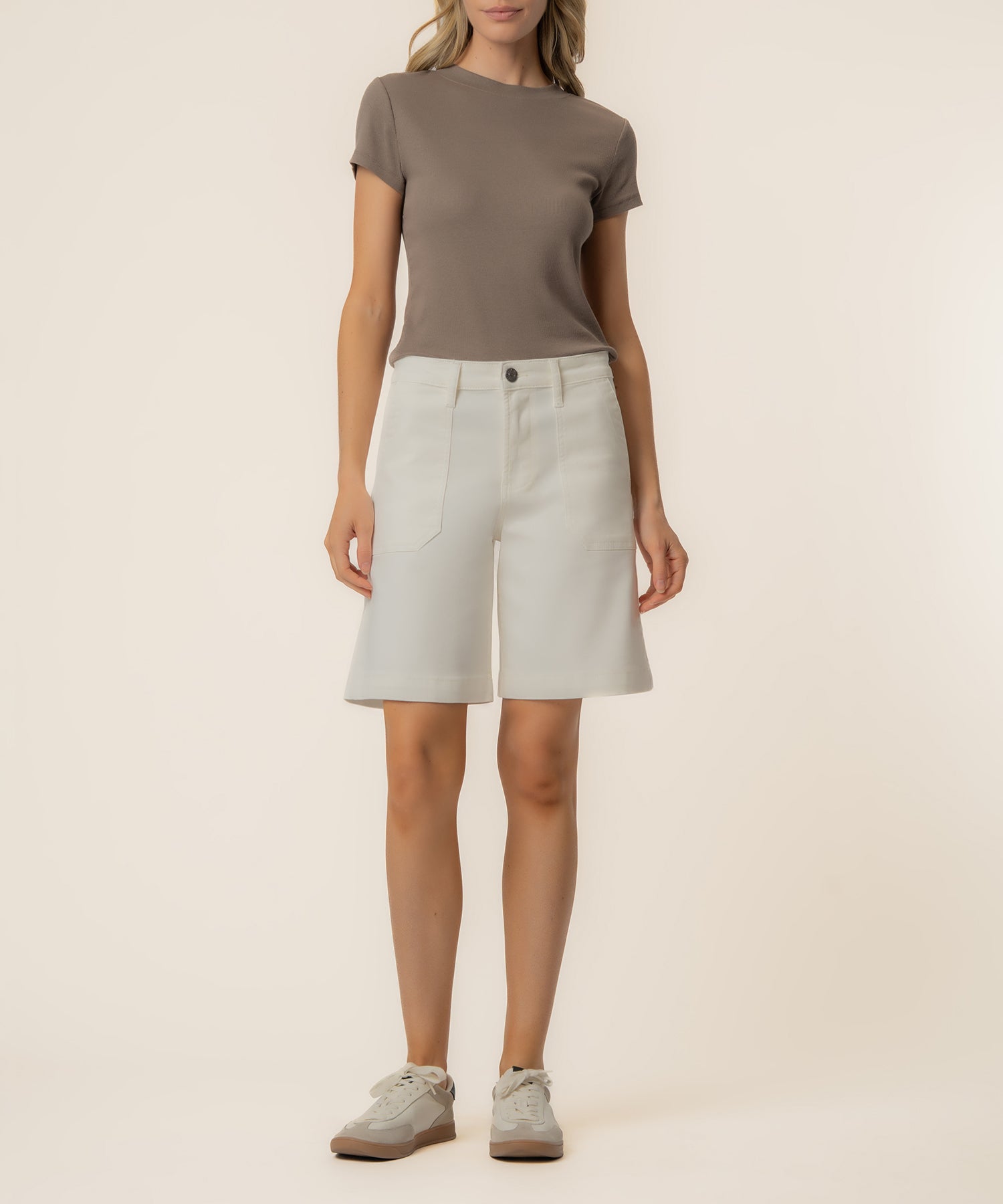Hailey High Rise Bermuda Short, Exclusive in Ecru