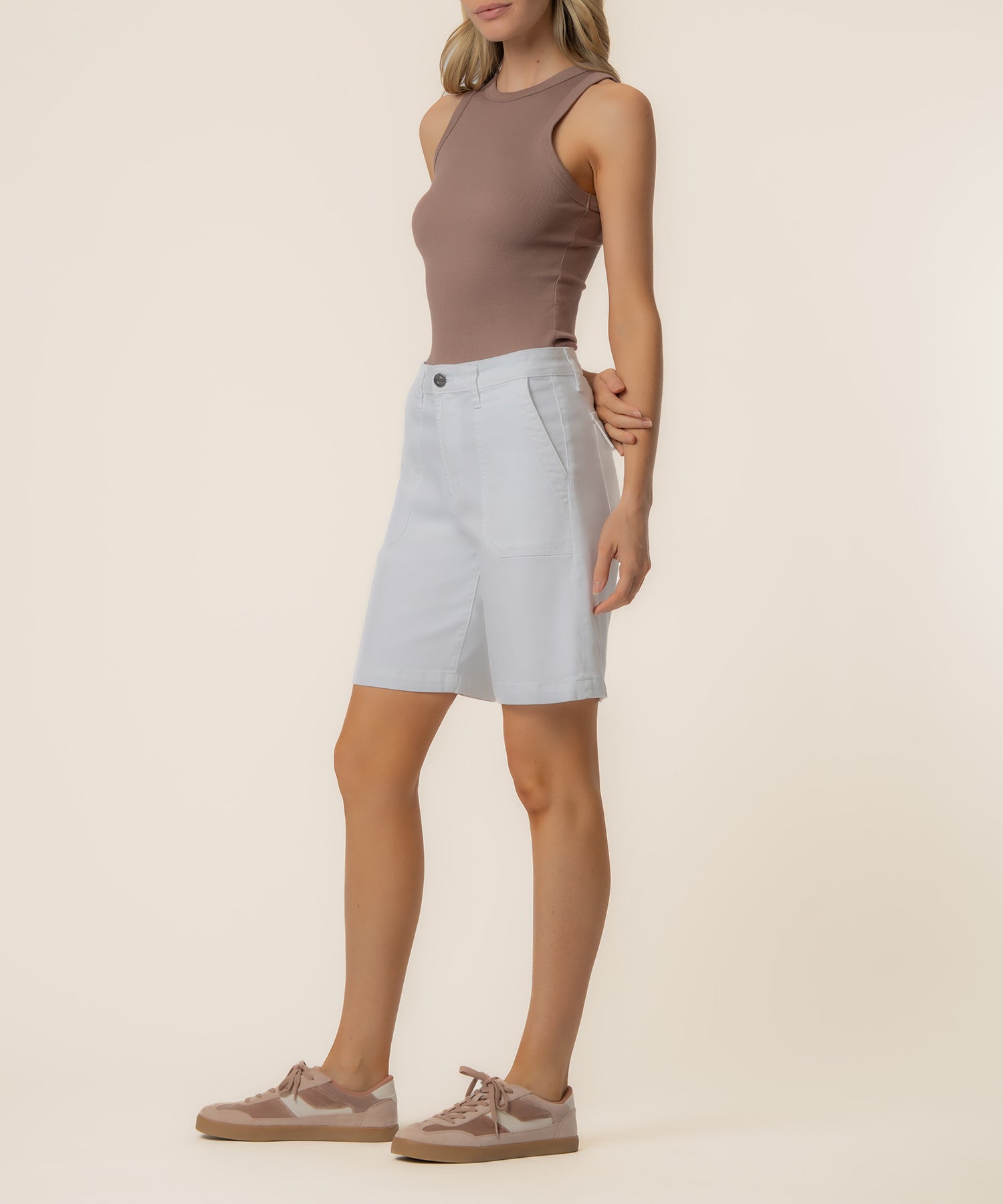 Hailey High Rise Bermuda Short, Exclusive in Optic White