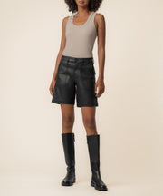 Hailey Coated High Rise Bermuda Short in Black