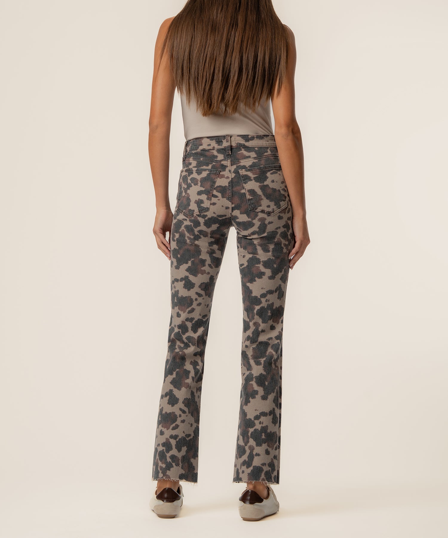 Kelsey High Rise Ankle Flare in Taupe