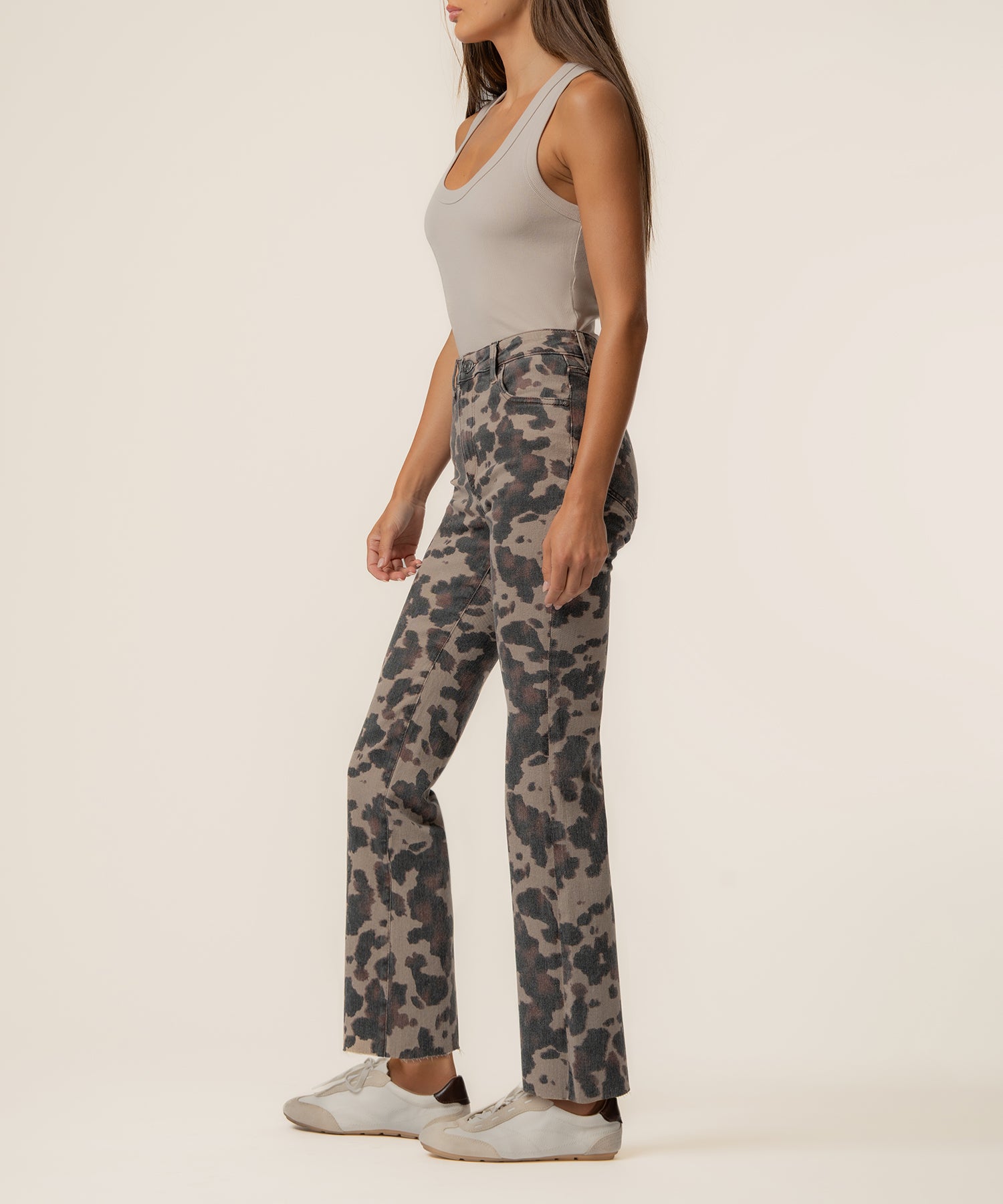Kelsey High Rise Ankle Flare, Petite in Taupe