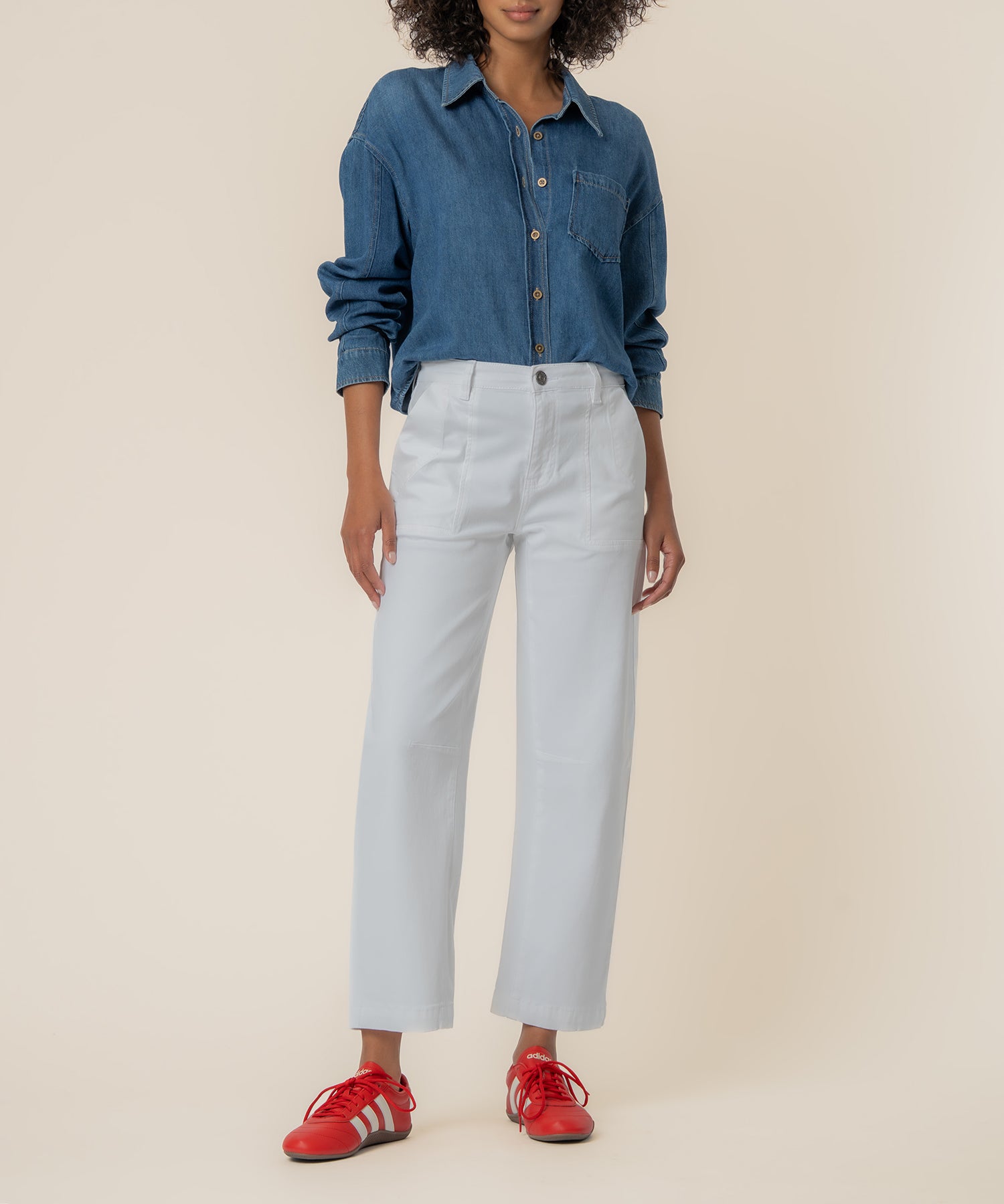 Ashton Wide Leg Barrel, Petite in Optic White