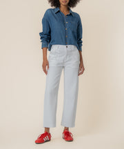 Ashton Wide Leg Barrel, Petite in Optic White