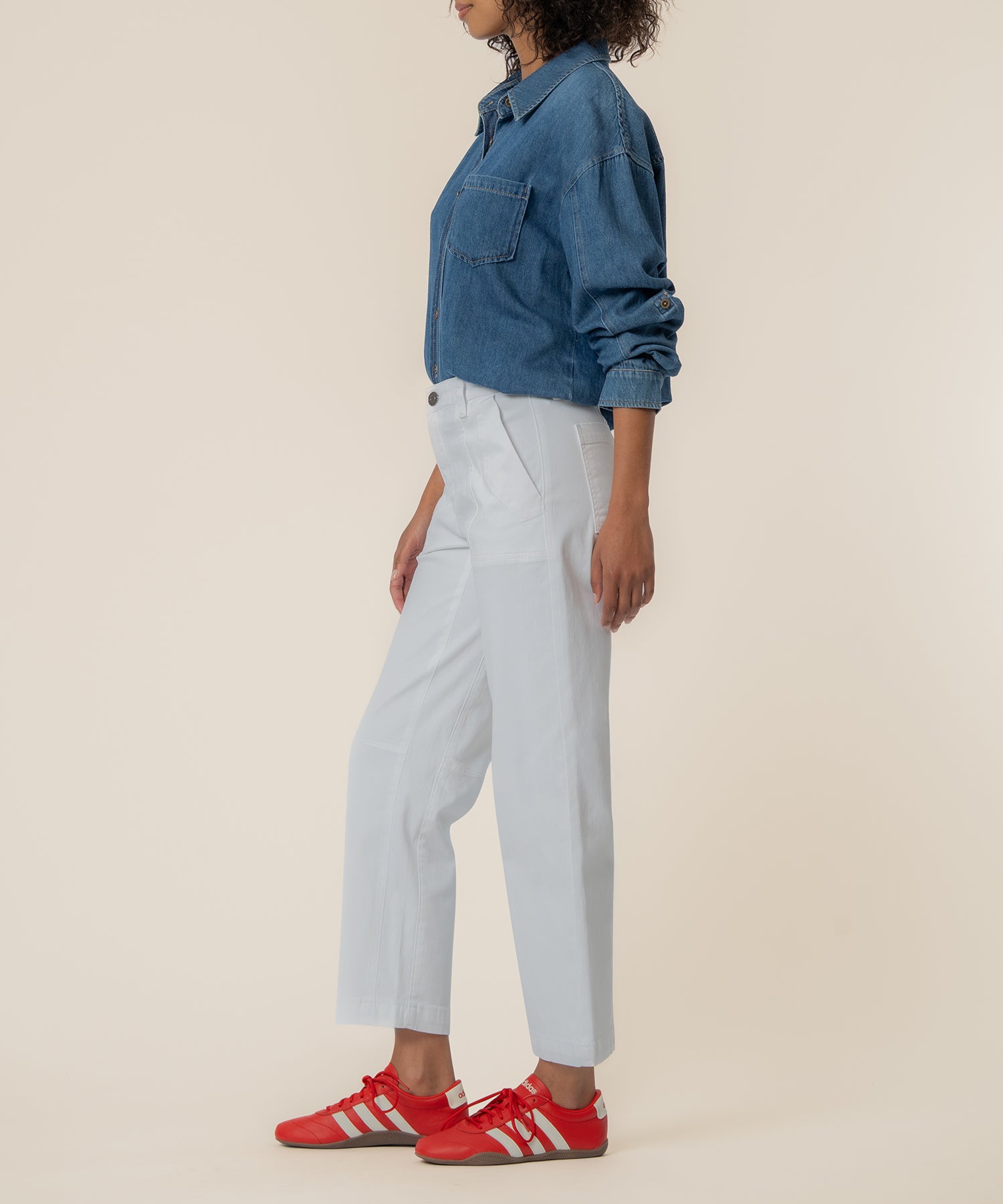 Ashton Wide Leg Barrel, Petite in Optic White