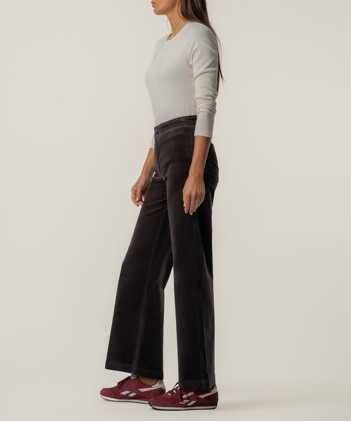 Meg Corduroy Wide Leg in Charcoal