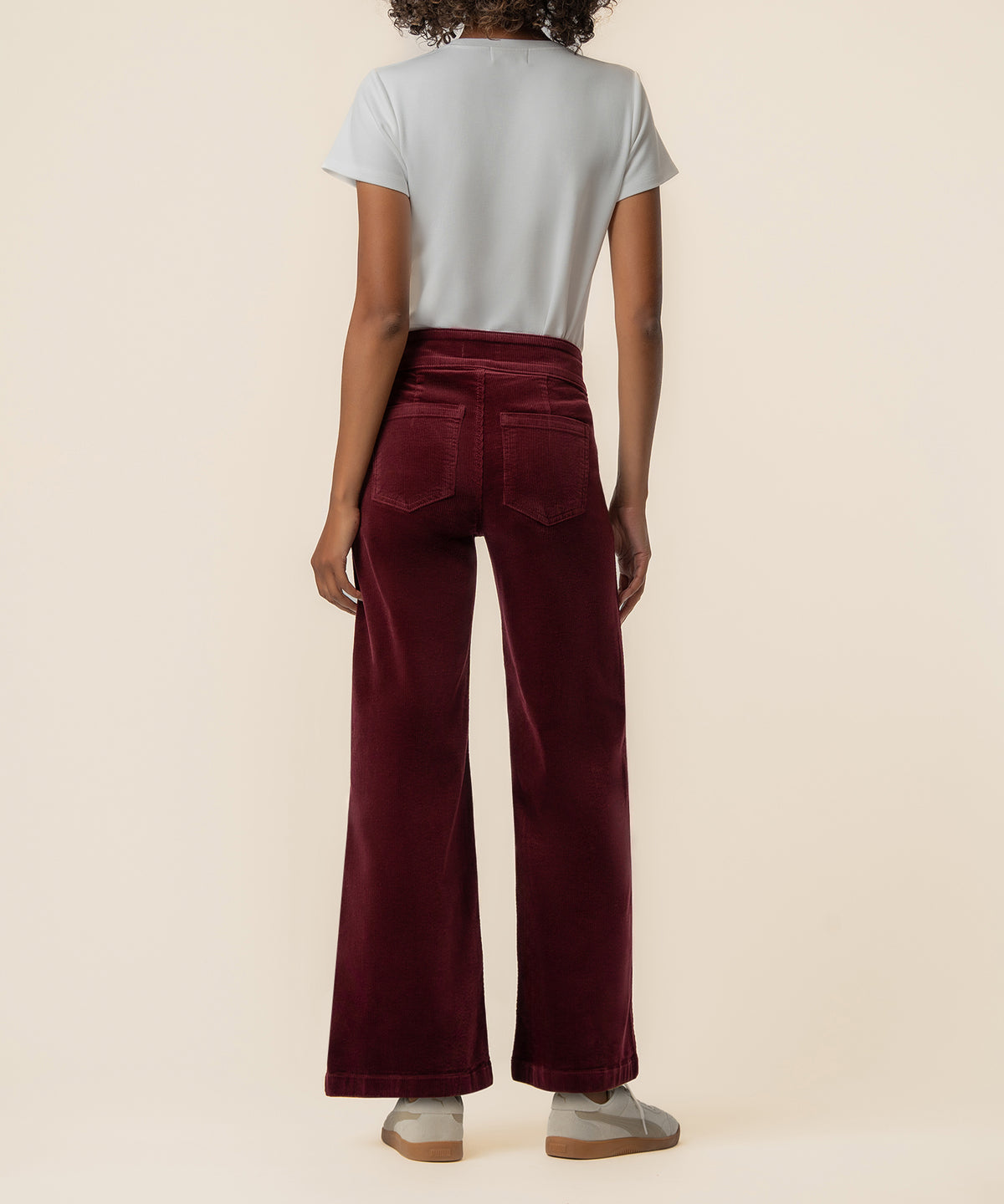 Meg Corduroy Wide Leg, Petite in Dark Cherry