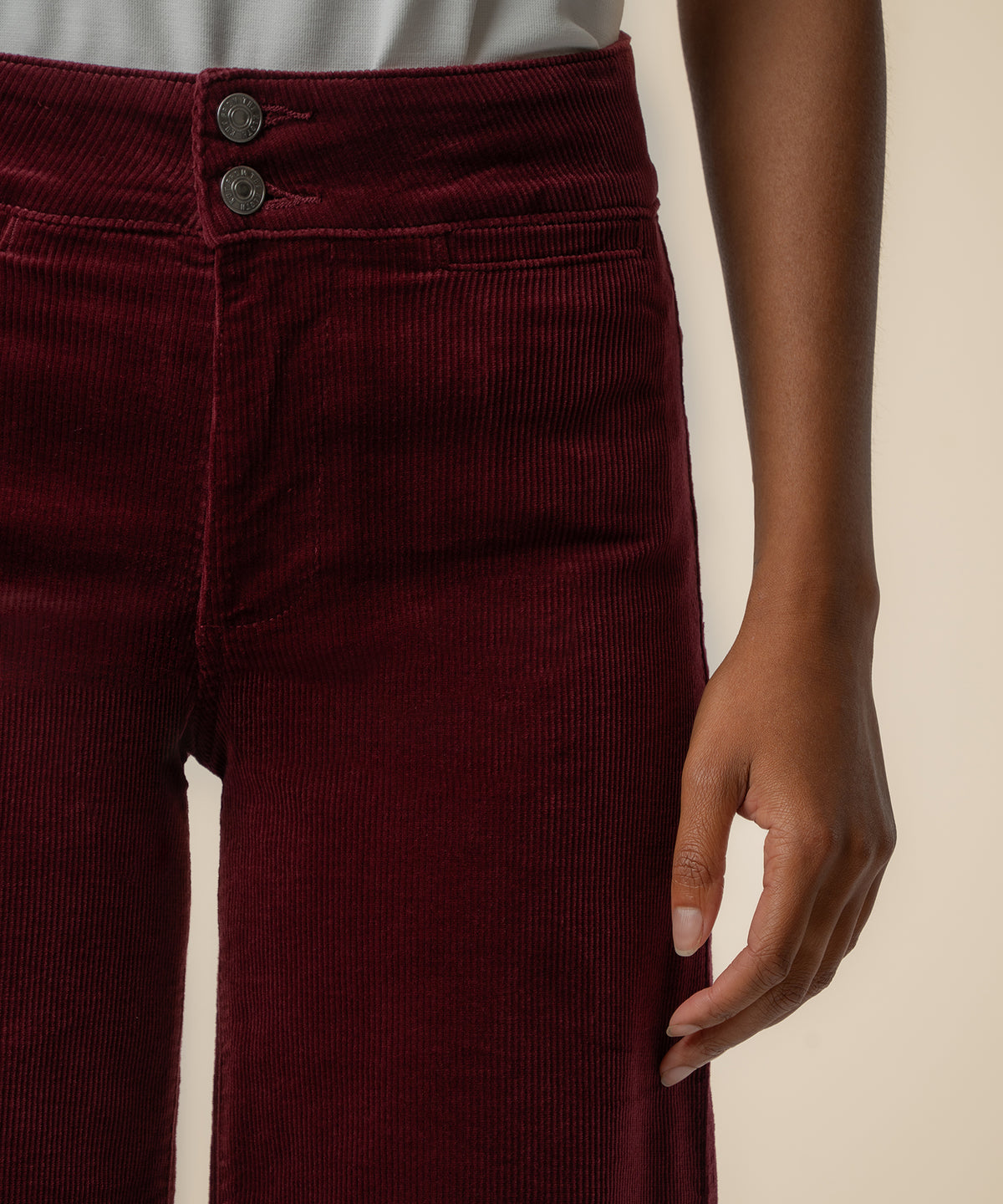 Meg Corduroy Wide Leg, Petite in Dark Cherry
