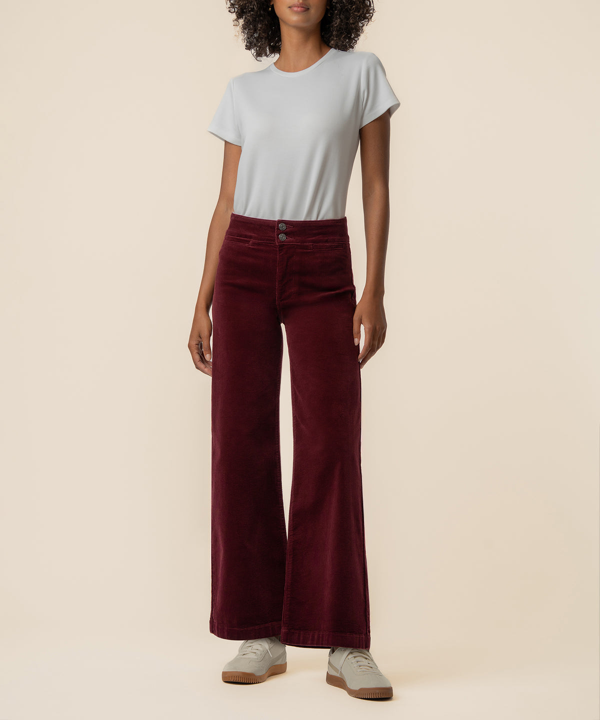 Meg Corduroy Wide Leg, Petite in Dark Cherry