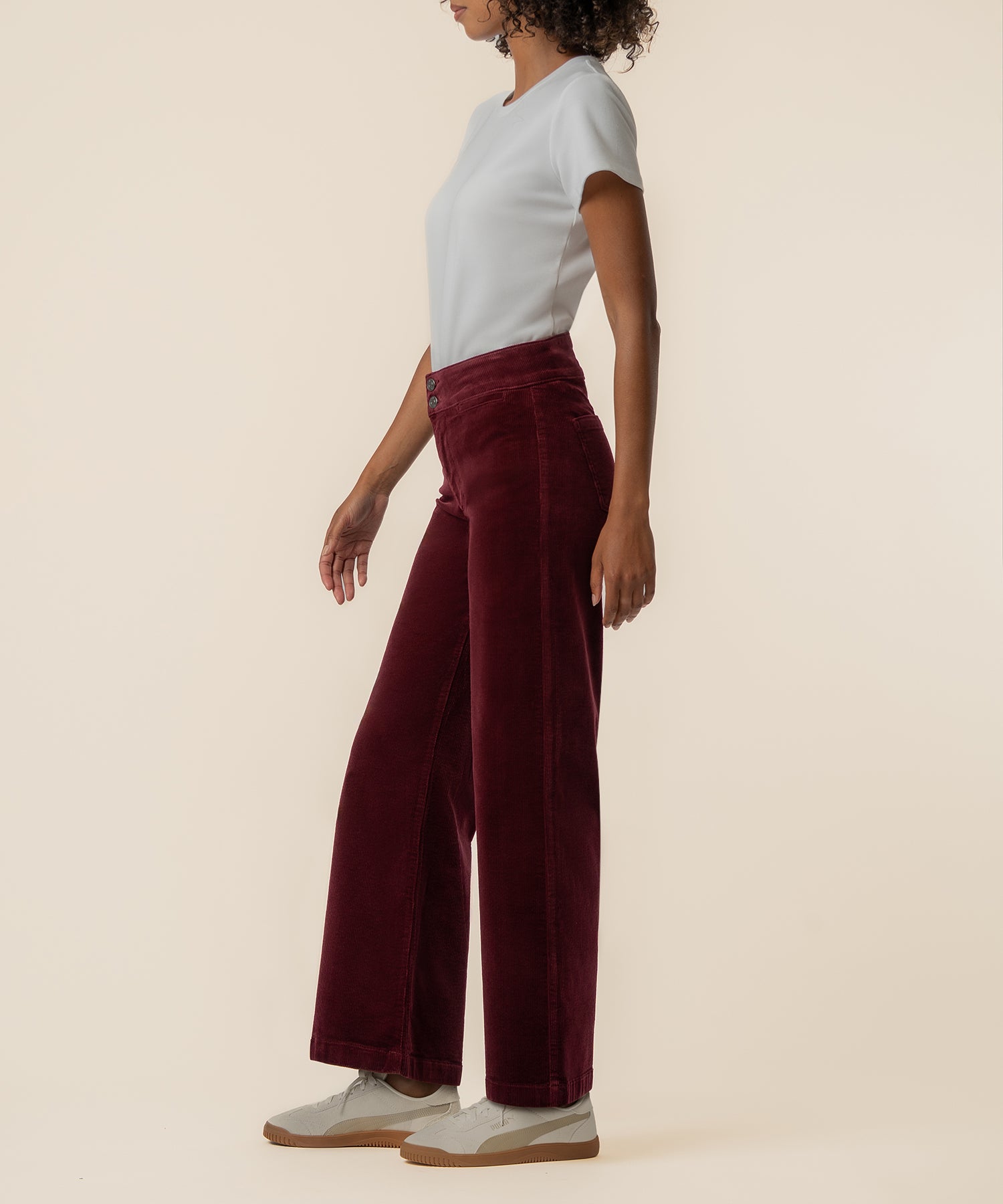 Meg Corduroy Wide Leg, Petite in Dark Cherry
