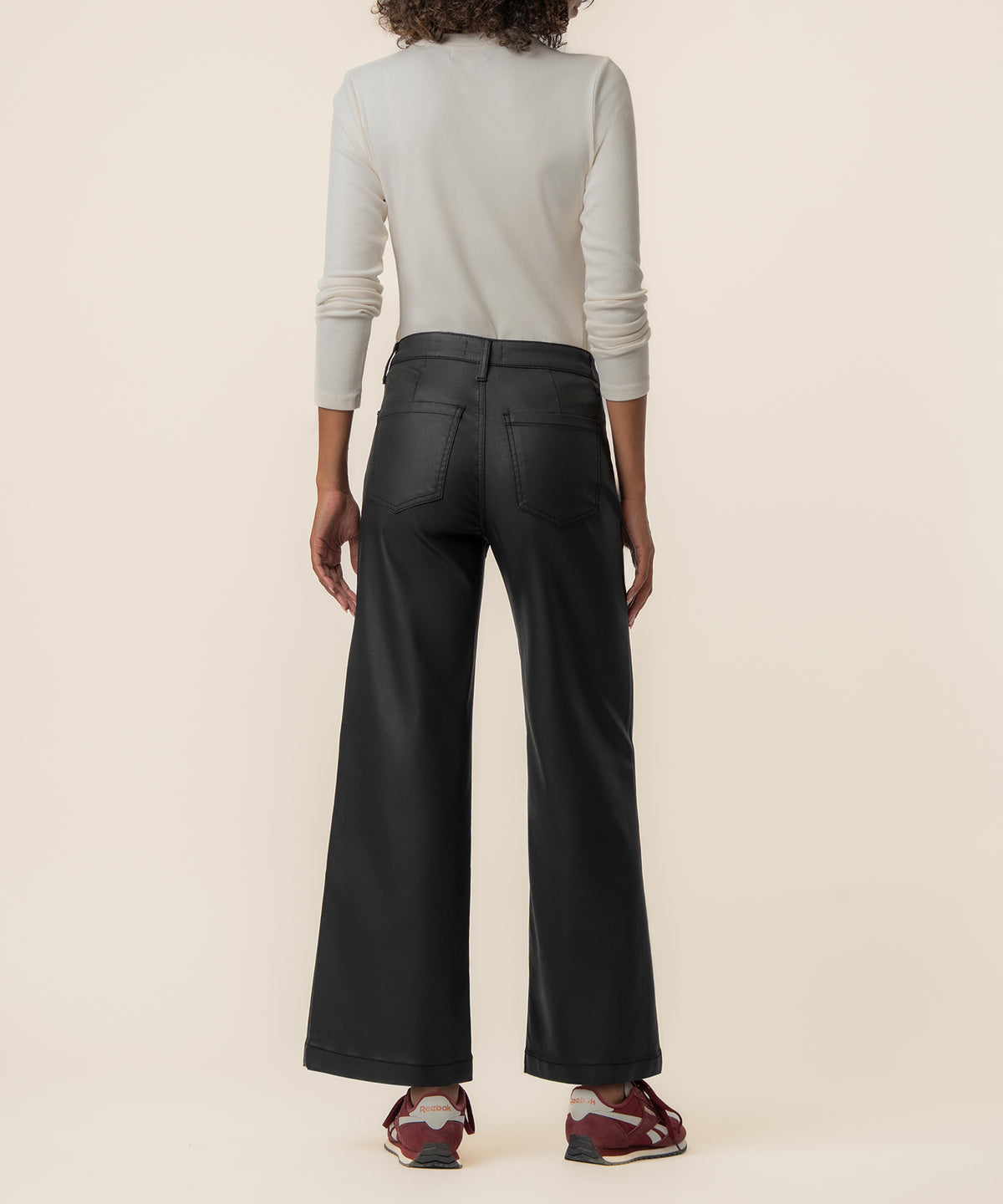 Meg Coated High Rise Wide Leg in Matte Black