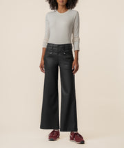 Meg Coated High Rise Wide Leg in Matte Black