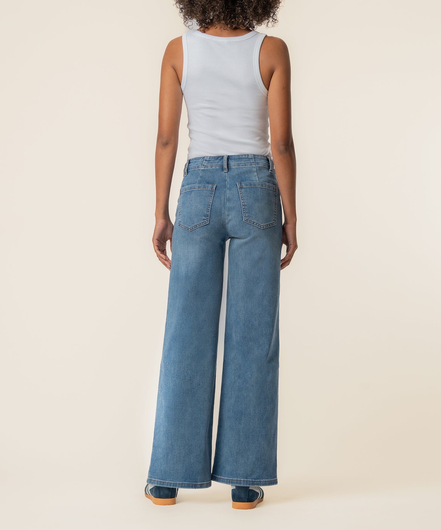 Meg High Rise Wide Leg, Long Inseam in Queenly Wash