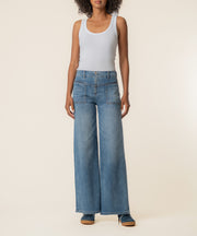 Meg High Rise Wide Leg, Long Inseam in Queenly Wash