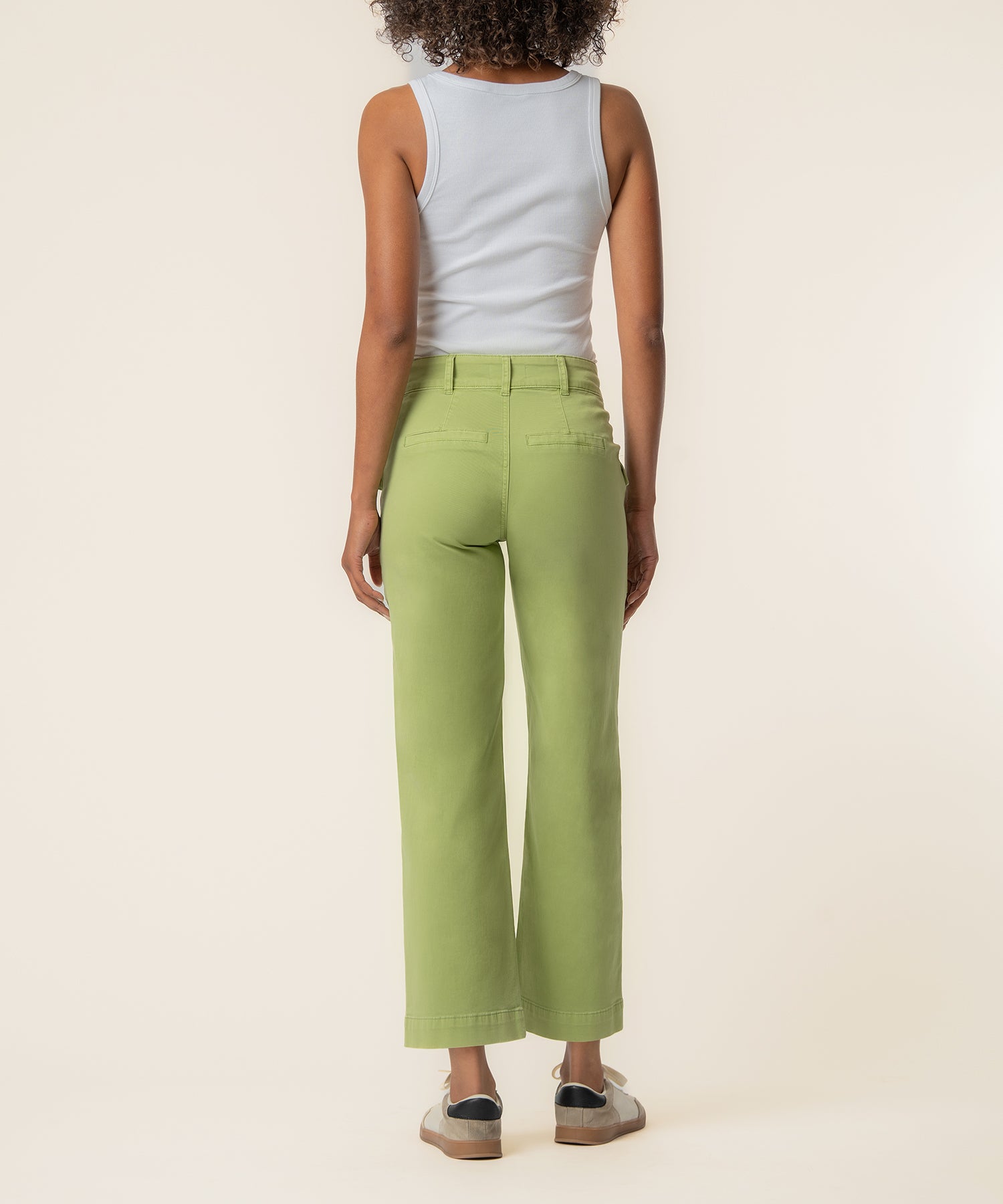 Charlotte Twill High Rise Wide Leg in Green Tea