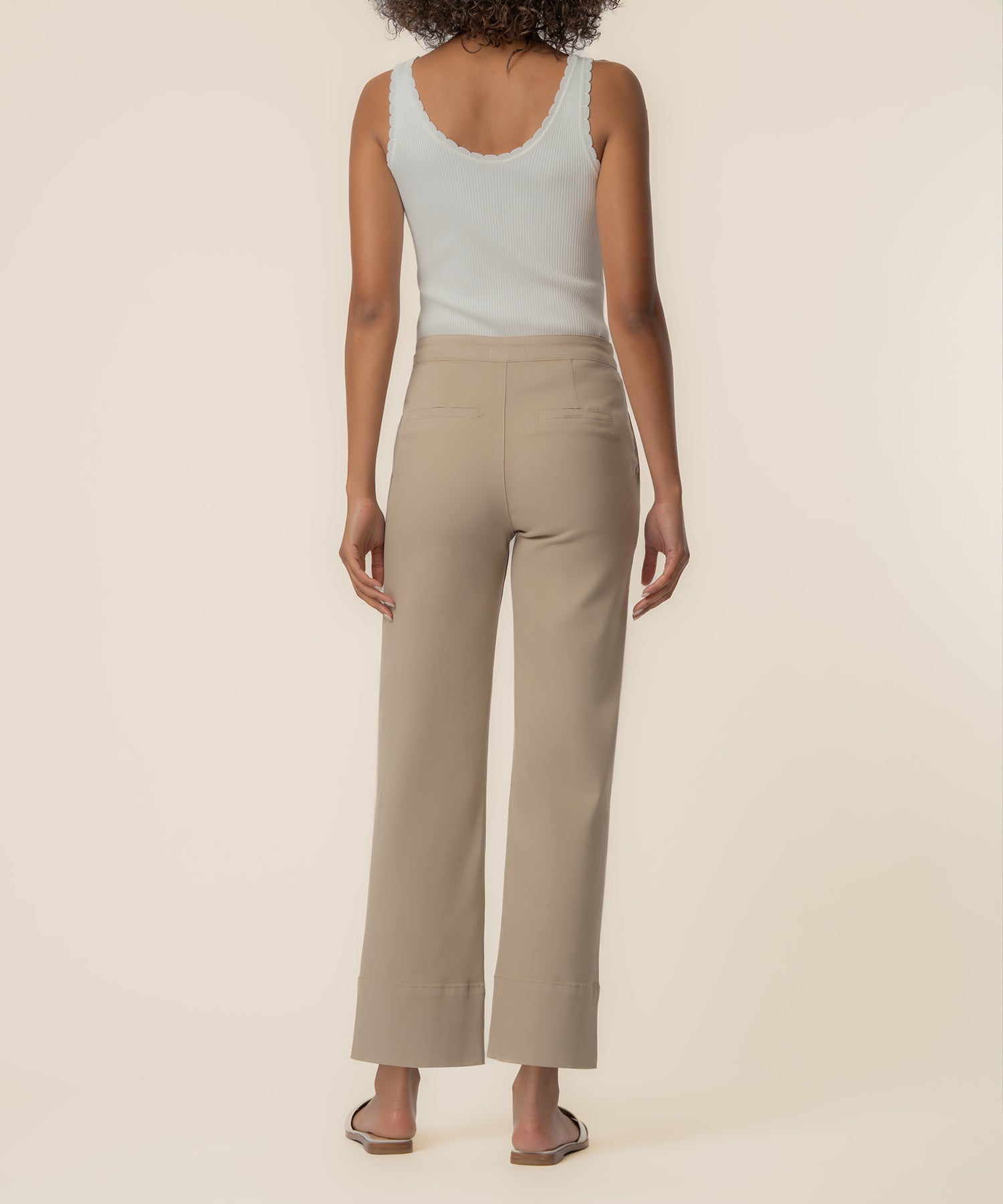 Charlotte Twill High Rise Wide Leg Pant in Sand