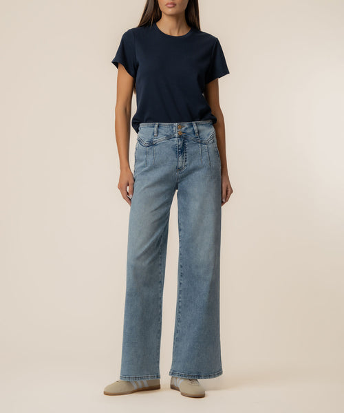 Meg High Rise Wide Leg, Long Inseam in Zenith Wash - Kut from the