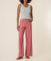 Meg Linen High Rise Wide Leg in Flamingo