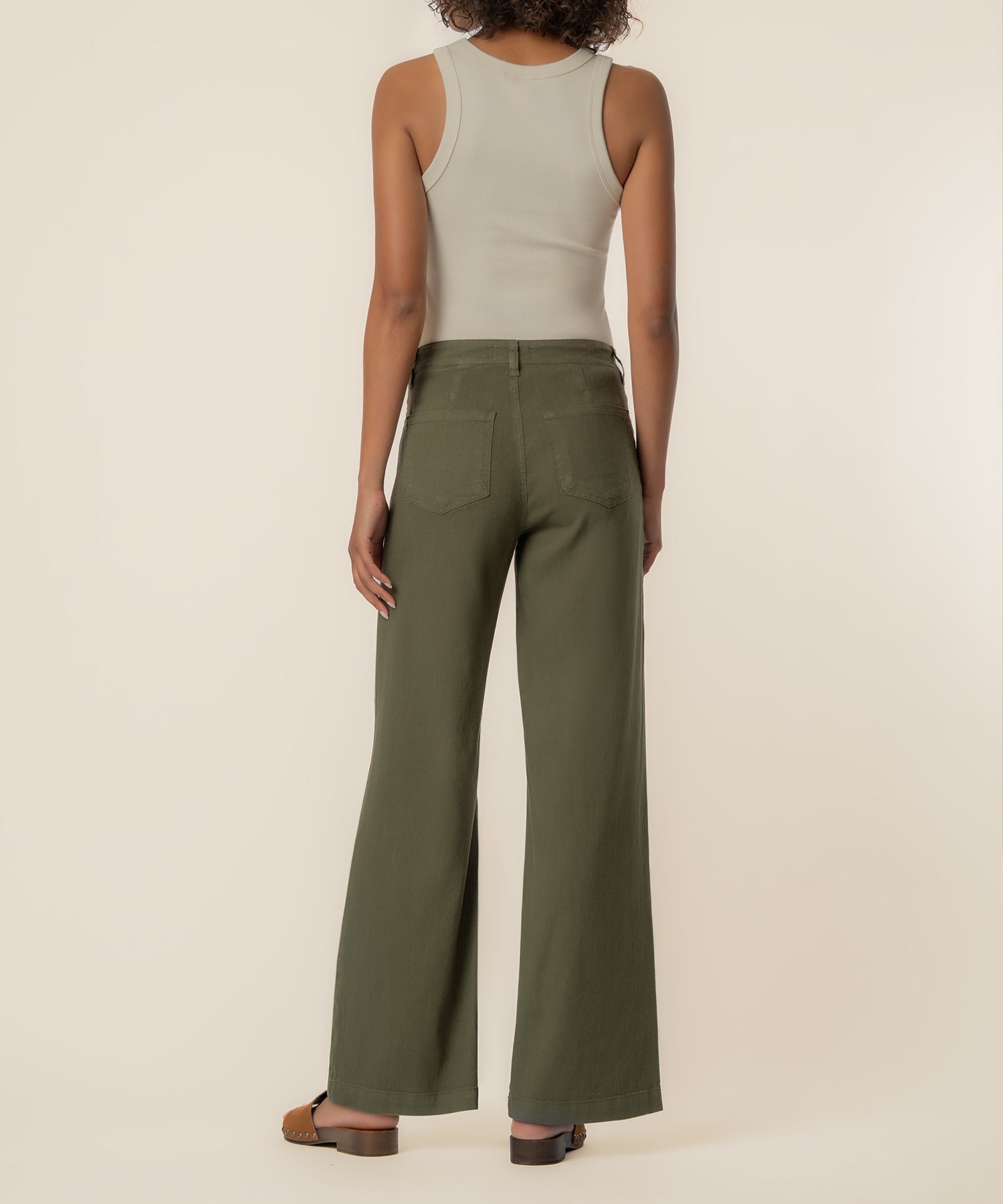 Meg Linen High Rise Wide Leg in Forest