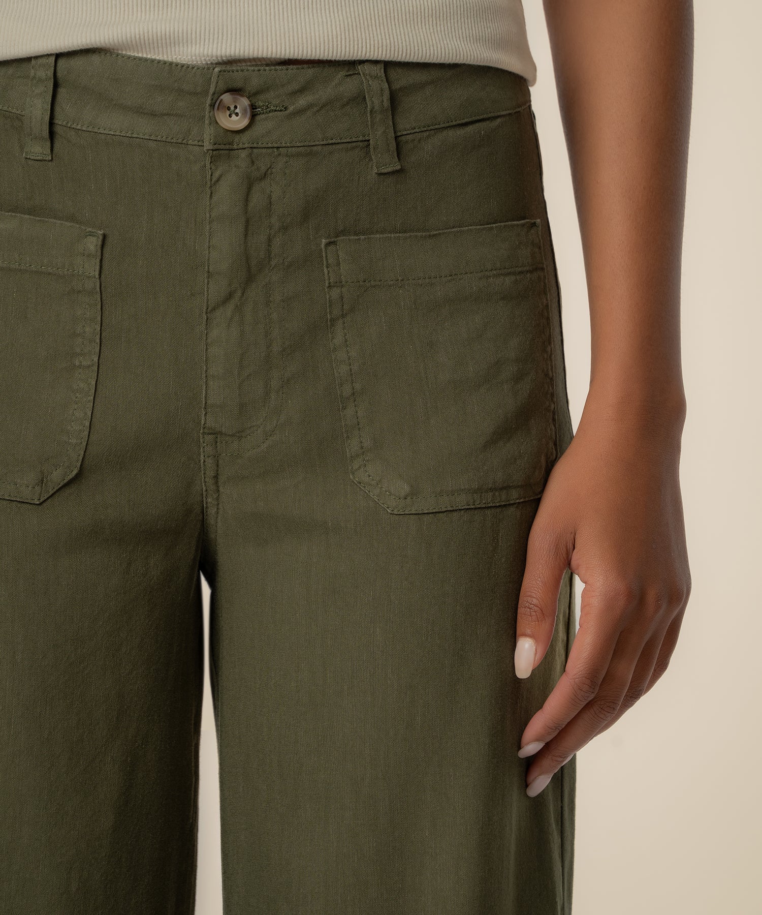 Meg Linen High Rise Wide Leg in Forest
