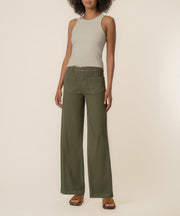 Meg Linen High Rise Wide Leg in Forest
