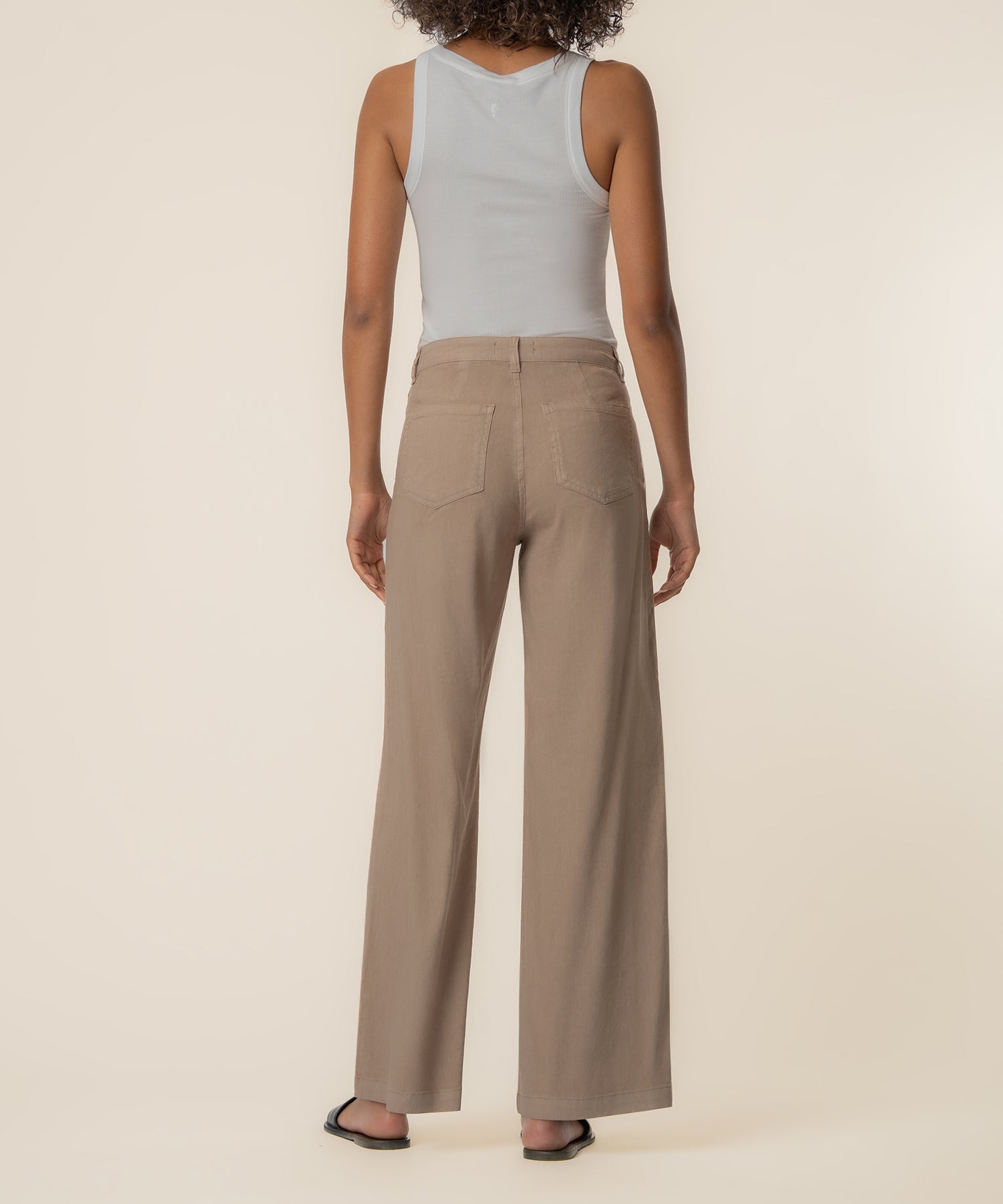 Meg Linen High Rise Wide Leg in Khaki