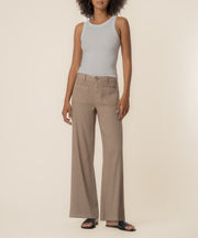 Meg Linen High Rise Wide Leg in Khaki