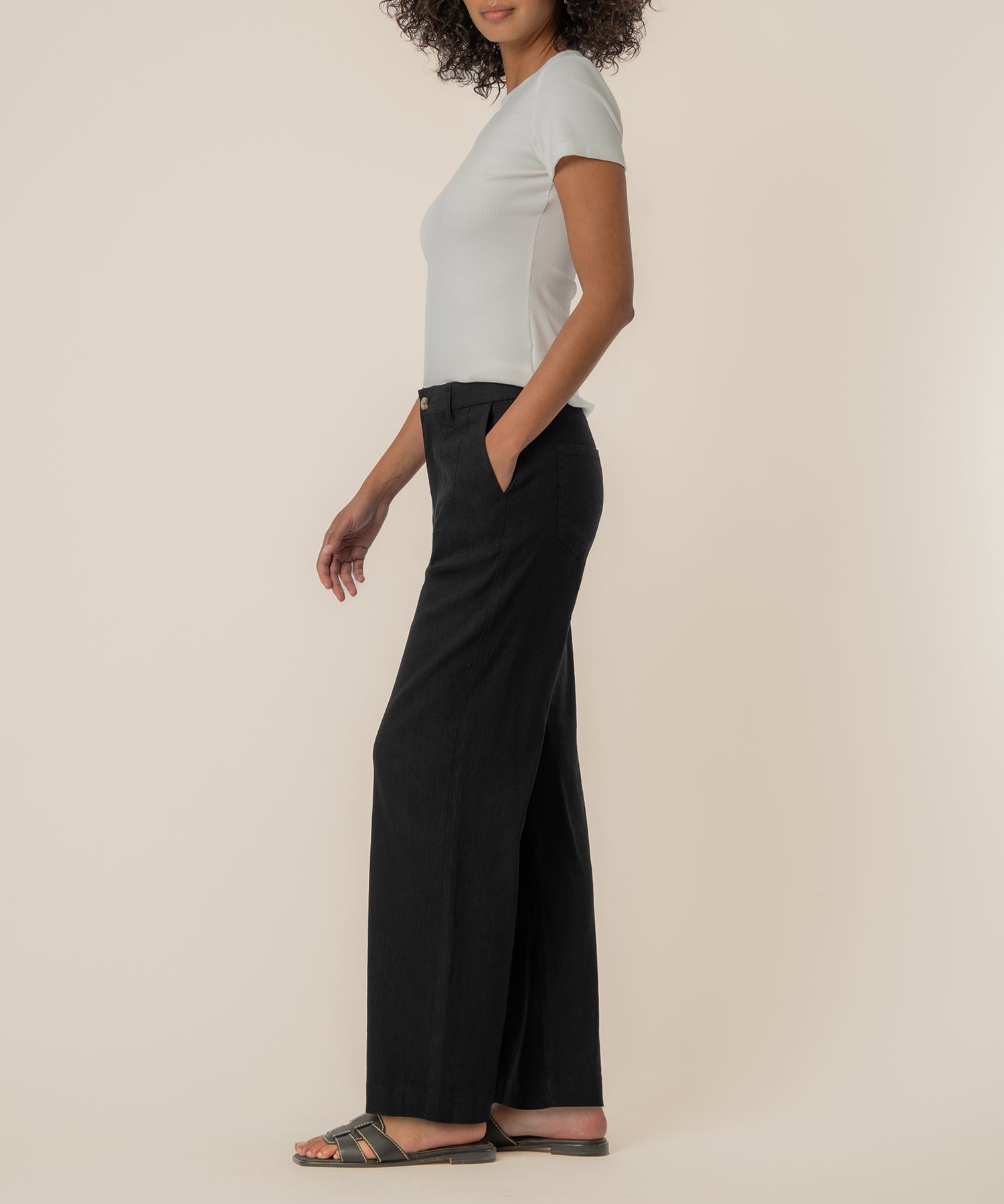 Meg Linen High Rise Wide Straight Leg