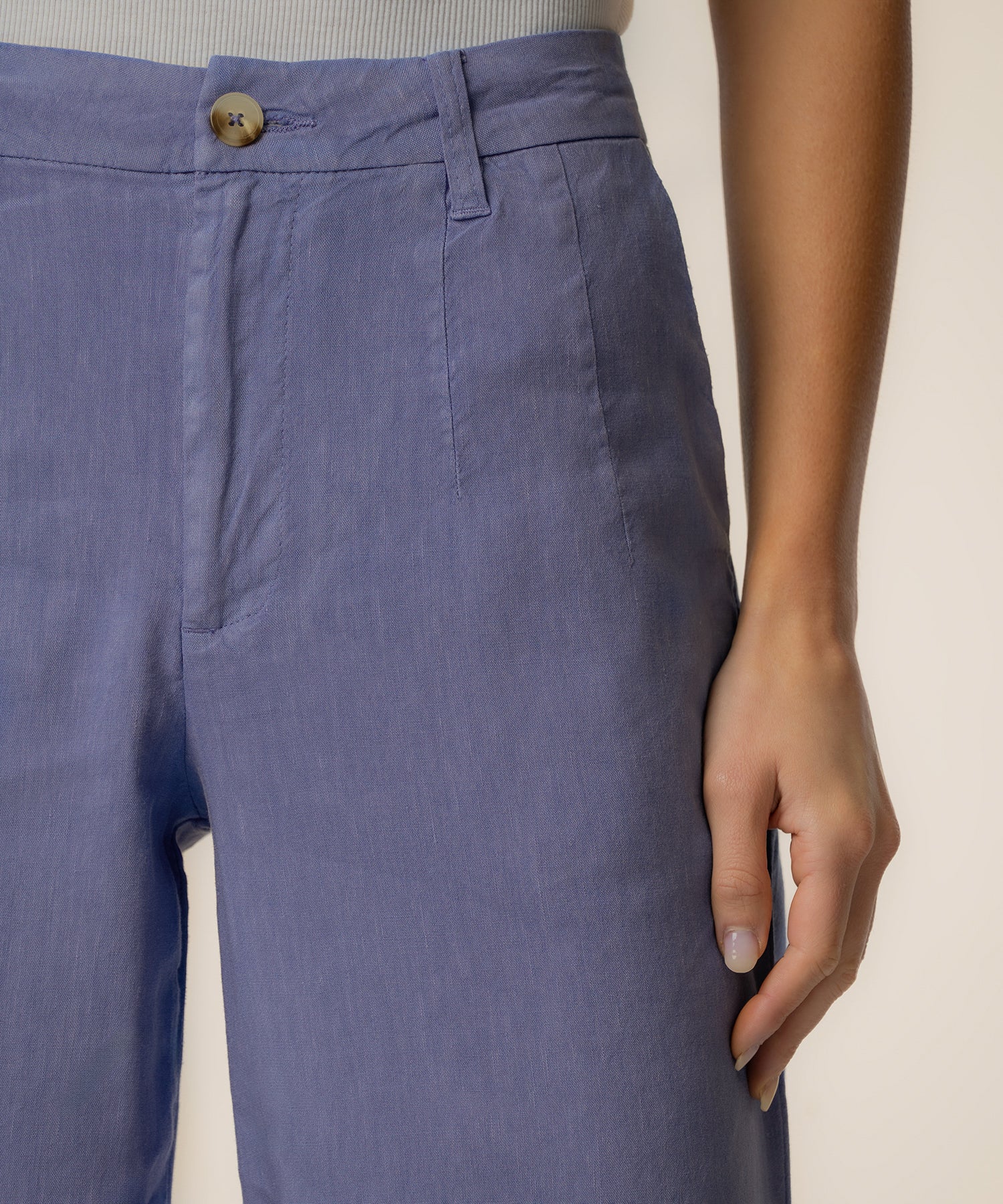 Meg Linen High Rise Wide Straight Leg in Cornflower