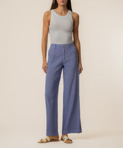 Meg Linen High Rise Wide Straight Leg in Cornflower