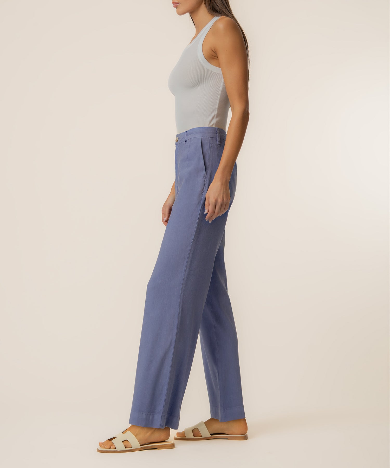Meg Linen High Rise Wide Straight Leg