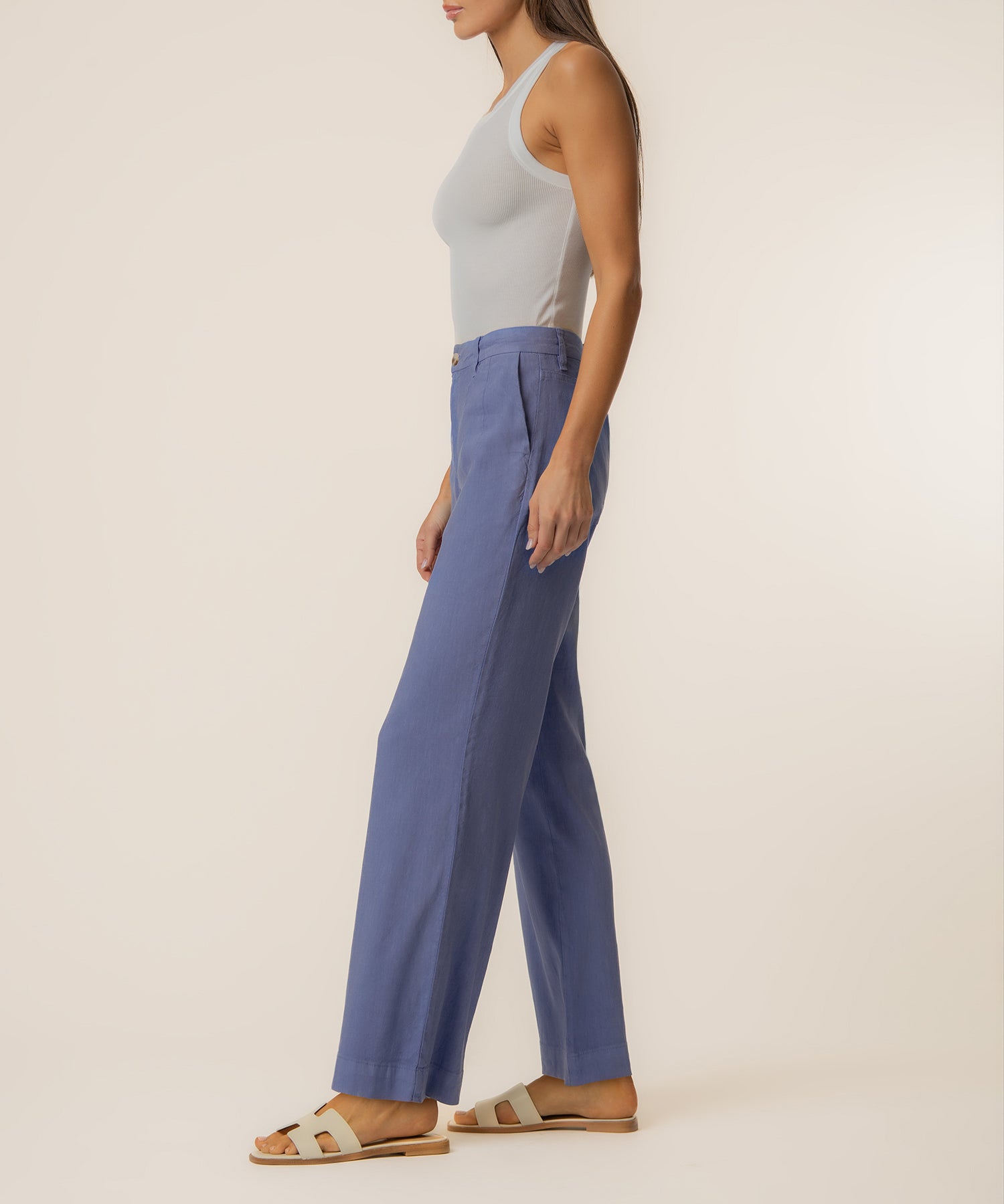 Meg Linen High Rise Wide Straight Leg
