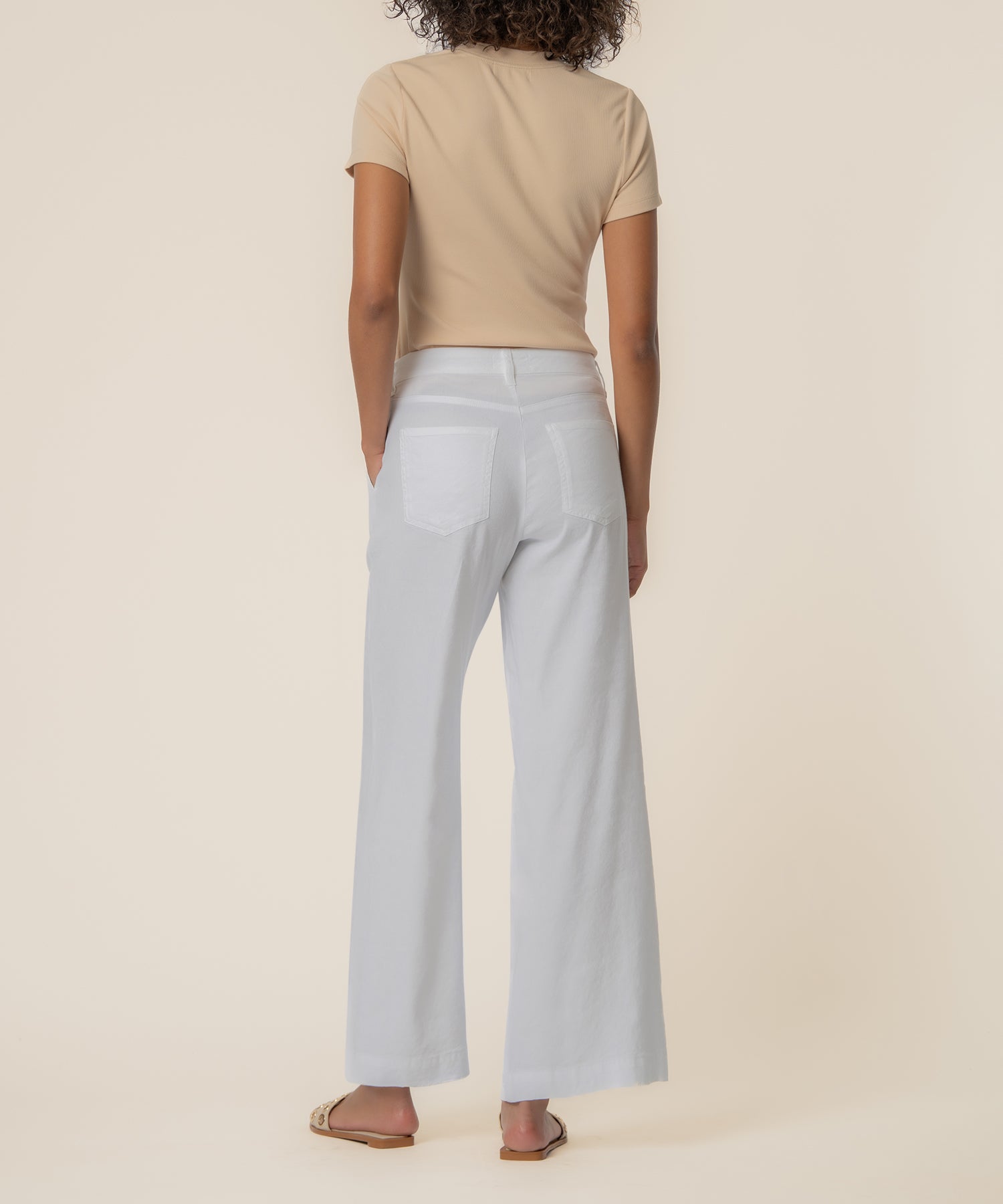 Meg Linen High Rise Wide Straight Leg in White - Kut from the Kloth
